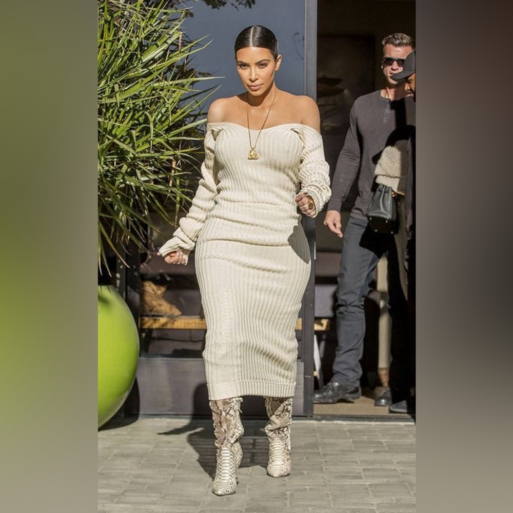 Ribbed Off Shoulder Dress